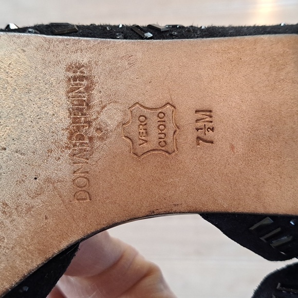 Donald J Pliner Black Embellished D'Orsay Flats Dressy Classy Pointy Toe Sparkly - Picture 9 of 9